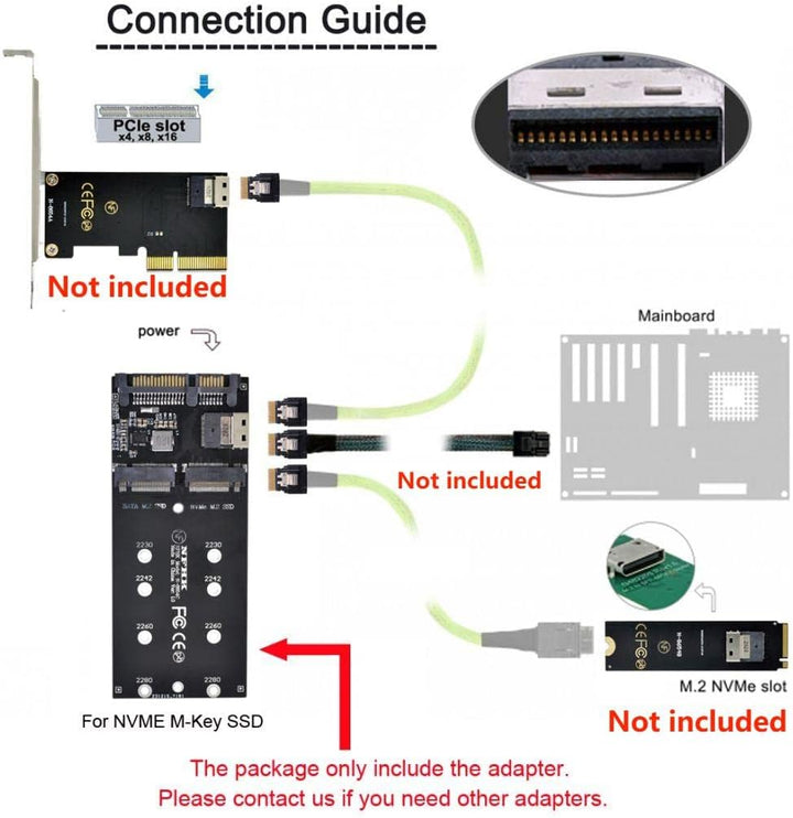chenyang M.2 NVME PCIE SSD auf SFF-8654 ＆ NGFF SATA SSD auf SATA 2 in 1 Combo Adapter für Mainboard(
