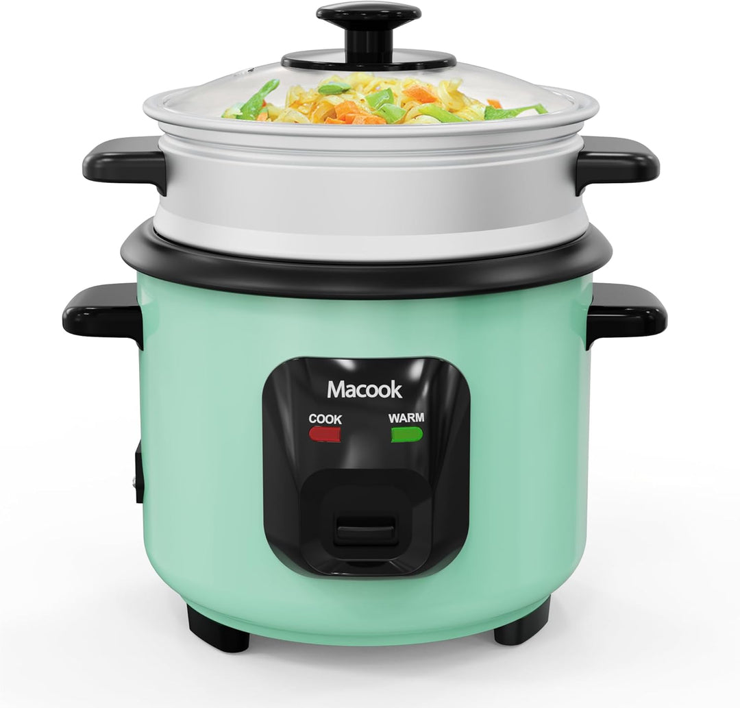 0.6 L Mini-Reiskocher 3-Tassen ungekocht, Macook Tragbarer Antihaft-Reis-Kocher, mit Aluminium-Dampf
