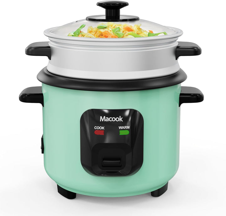 0.6 L Mini-Reiskocher 3-Tassen ungekocht, Macook Tragbarer Antihaft-Reis-Kocher, mit Aluminium-Dampf