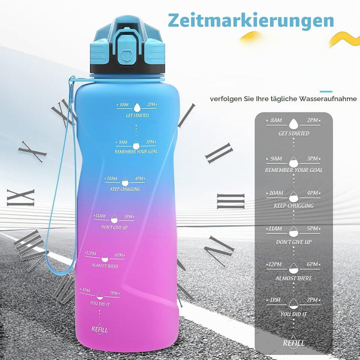 Sport Trinkflasche 2l, 1,5l, 1l, 700ml, 500ml Trinkflasche Kinder Auslaufsicher, Motivierende Wasser