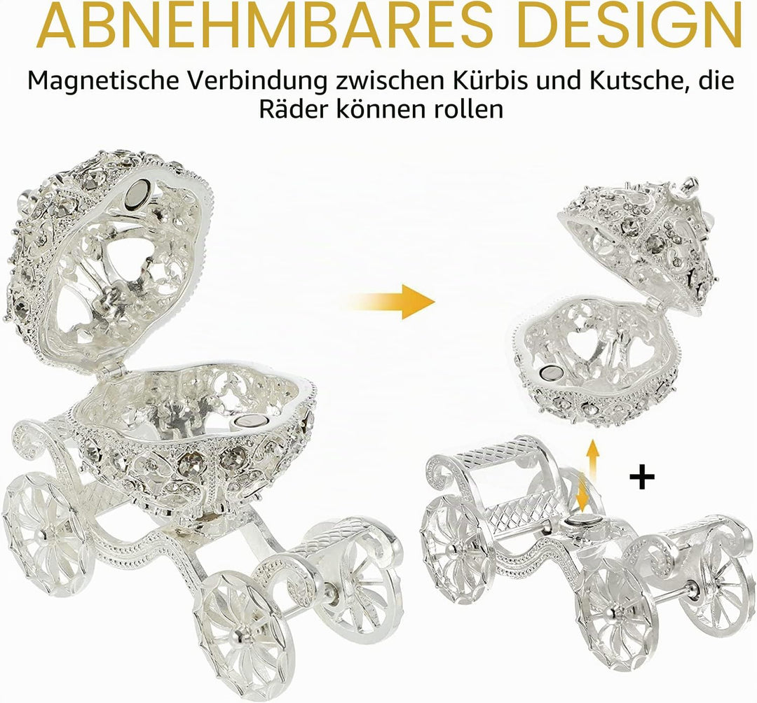 Duokon Kürbiskutsche, Strass Kristall Kürbis Kutsche Trinket Box, Schmuckschatulle zur Aufbewahrung