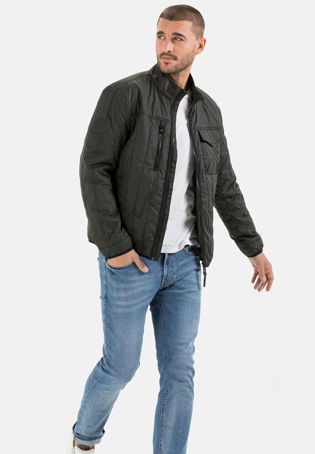 camel active Herren Stepp-Blouson mit Stehkragen 26 Dunkelgrün, 26 Dunkelgrün
