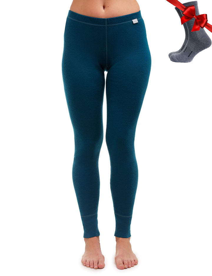 Merino Wolle Thermounterwäsche Damen - Merino Unterhose Damen Merino Leggings + Wollsocken S 250 Dee