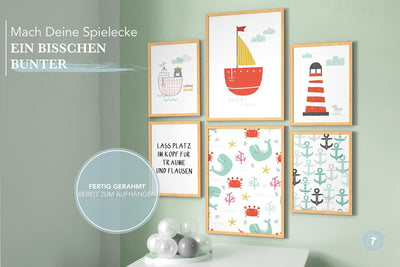 Papierschmiede® Bilder Kinderzimmer Kids Mood Poster Set Ahoi Strand, Gerahmte Bilder fürs Kinderzim