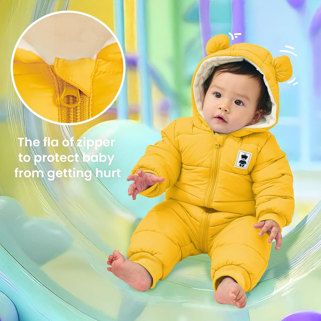 Baby Winter Overall mit Kapuze, Strampler Schneeanzug Jungen Mädchen Langarm Jumpsuit Warm Outfits G