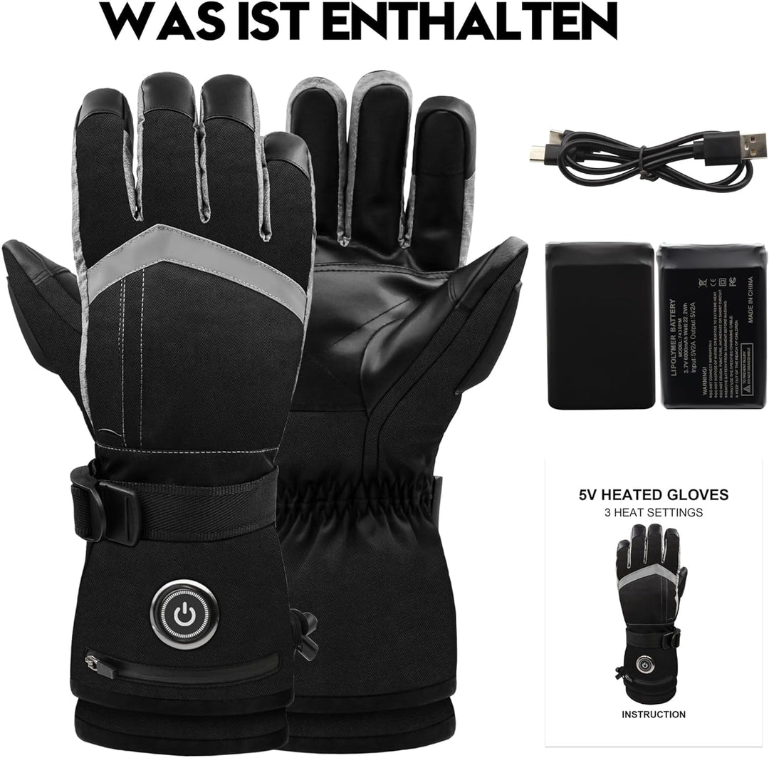 SVPRO Beheizte Handschuhe, 5V 6000mAh Wiederaufladbare Beheizte Skihandschuhe für Herren & Damen, Wa