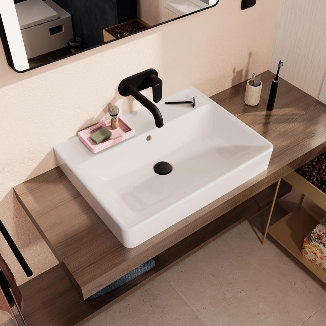 hansgrohe Ablaufgarnitur Push-Open für Waschtisch- und Bidetmischer Mattschwarz, Large, Mattschwarz