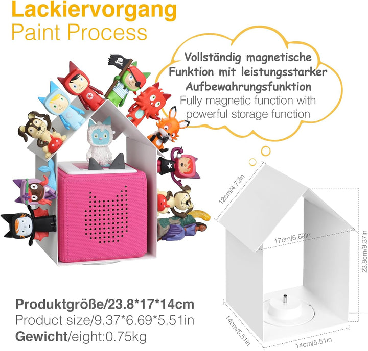Hausform Tonie Regal vollständig magnetisches Toniebox Regal für mehr als 40-50 Figuren + Box Tonier