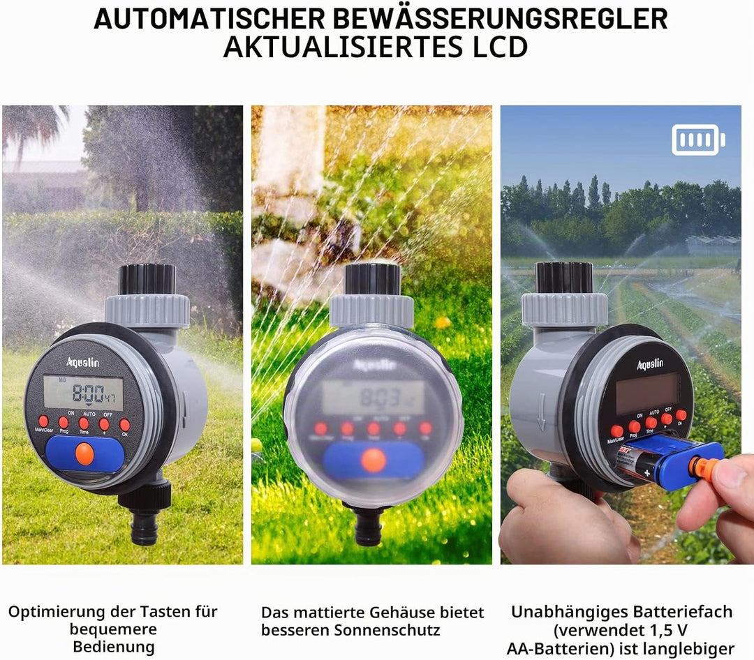 Aqualin Bewässerungsuhr mit Kugelhahn Automatischer Bewässerungscomputer Wassercomputer-Update Zeits