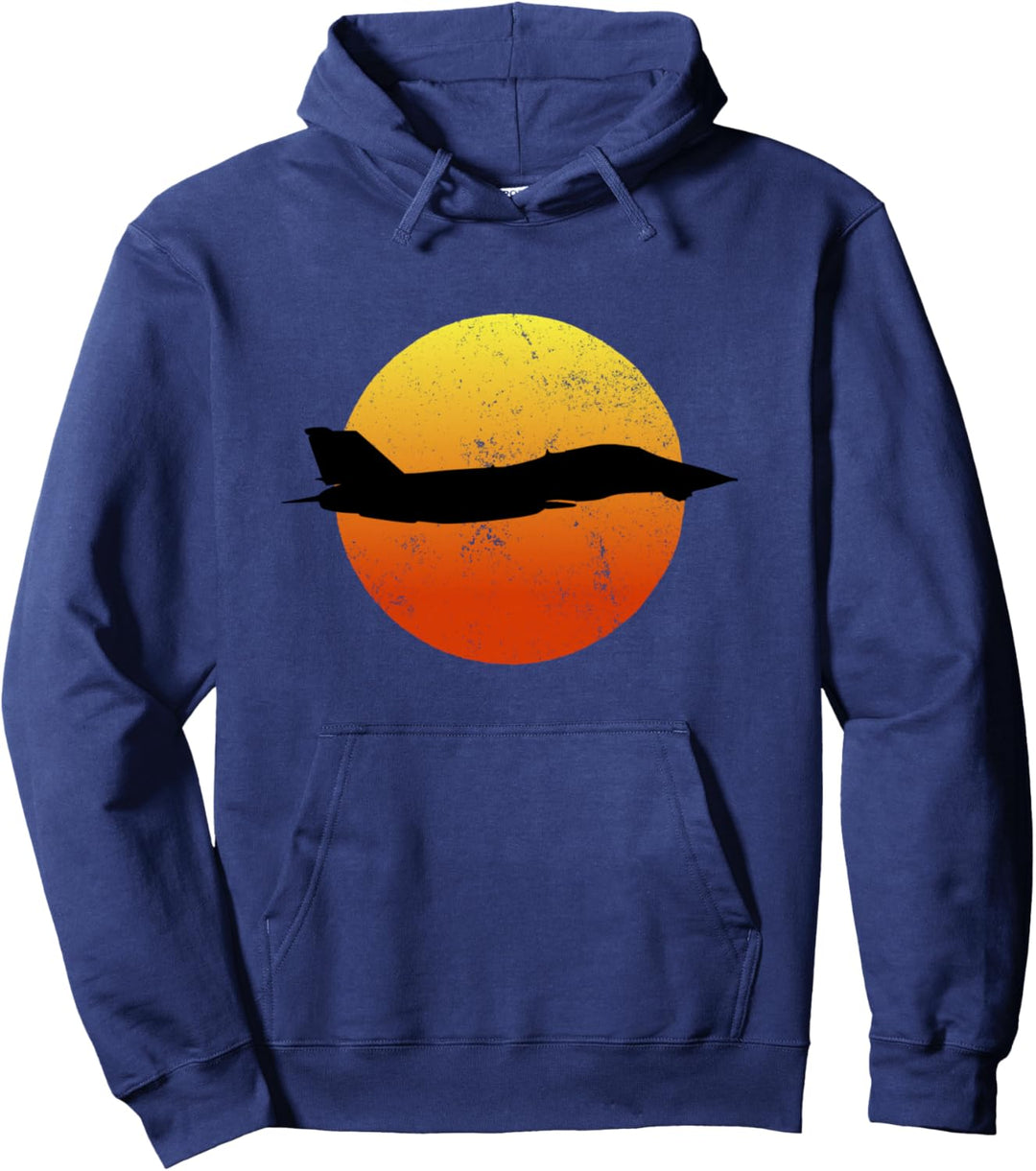 F-14 Tomcat Silhouette Retro Sonnenuntergang Militärjet F14 Pullover Hoodie