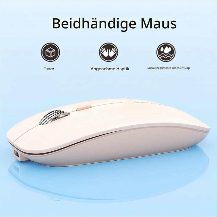 Uiosmuph Q5 Kabellos Maus, Wiederaufladbar Funkmaus 2.4G Leise Funkmaus Ultra Dünn Wireless Computer