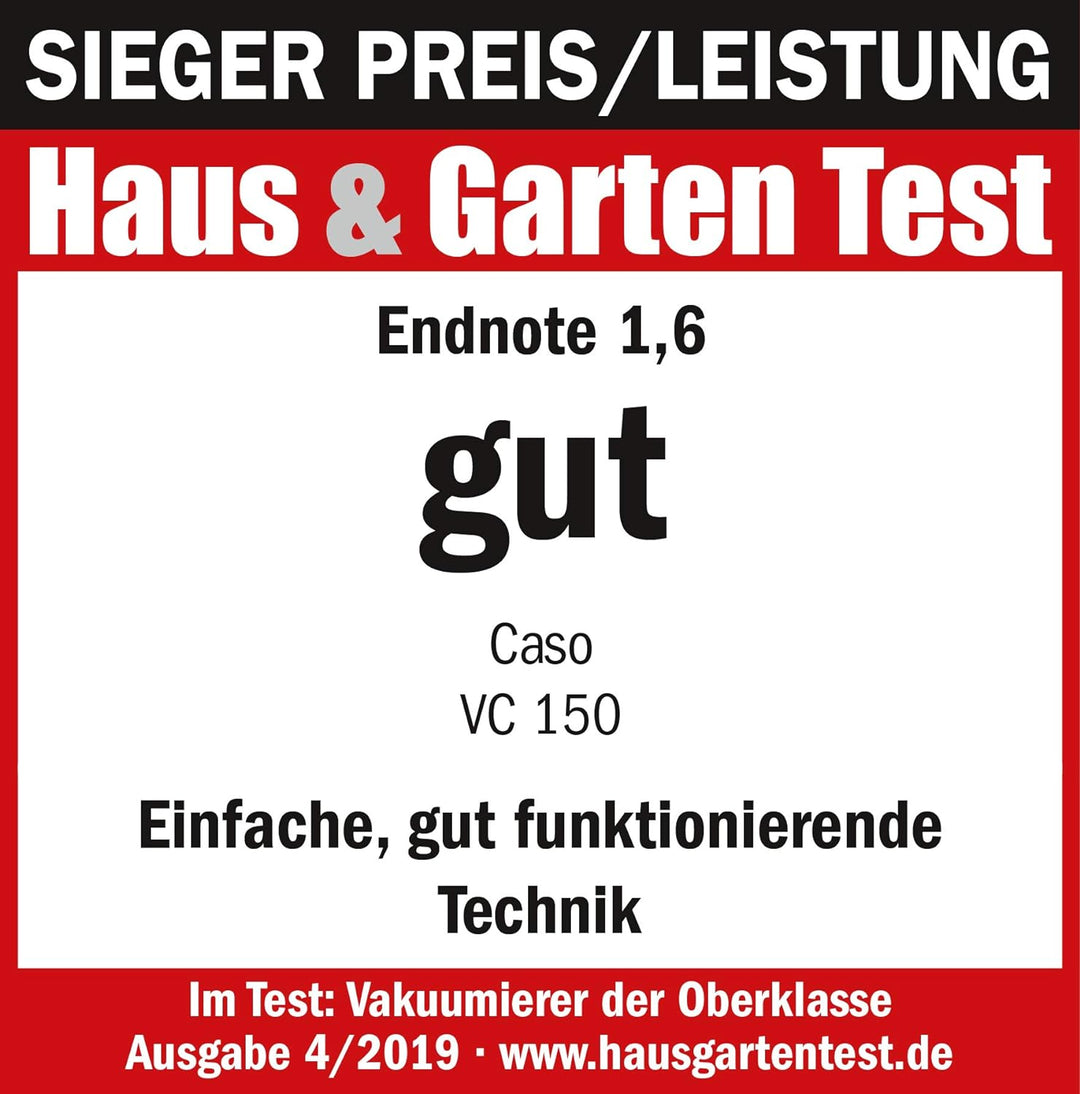 CASO VC150 Vakuumierer - Vakuumiergerät, Lebensmittel bleiben bis zu 8x länger frisch - natürliche A