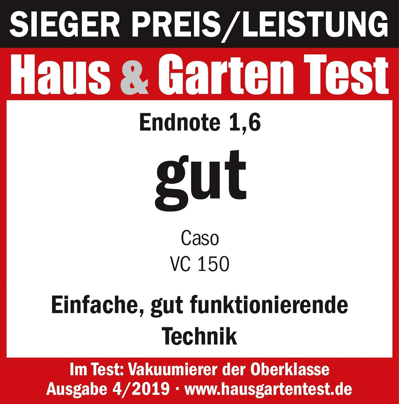 CASO VC150 Vakuumierer - Vakuumiergerät, Lebensmittel bleiben bis zu 8x länger frisch - natürliche A