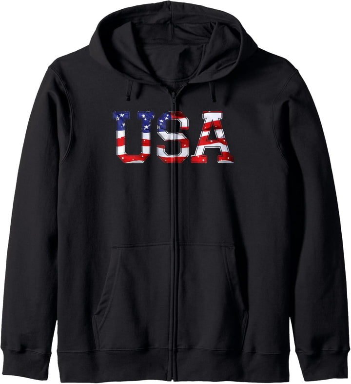 USA Stars & Stripes Filled Text Kapuzenjacke