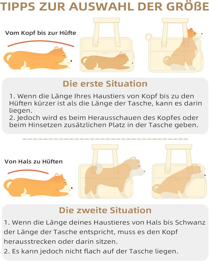ONECUTE Hundetrage für kleine Hunde Kaninchen Katze mit grossen Taschen, Baumwolltasche, Hundetrage