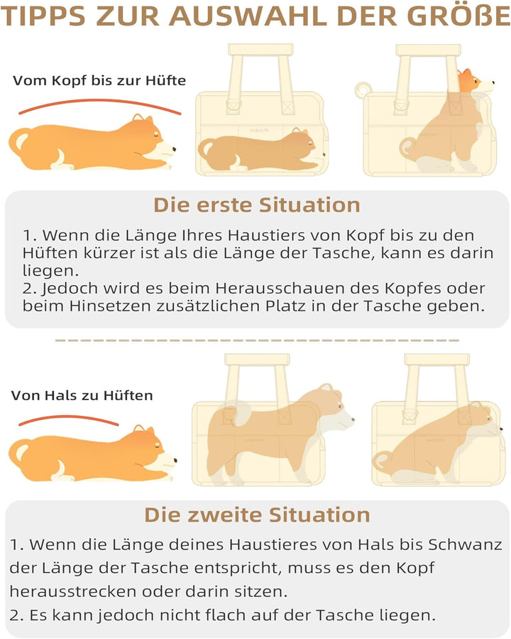 ONECUTE Hundetrage für kleine Hunde Kaninchen Katze mit grossen Taschen, Baumwolltasche, Hundetrage