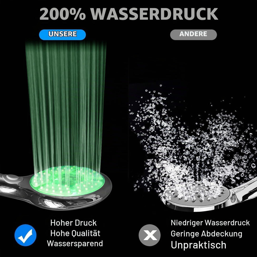 Duschkopf, beleuchtet, 7 Farben, LED-Duschkopf, 3 Modi, Handbrause, nur LED, 12,5 cm, beleuchtete Fa