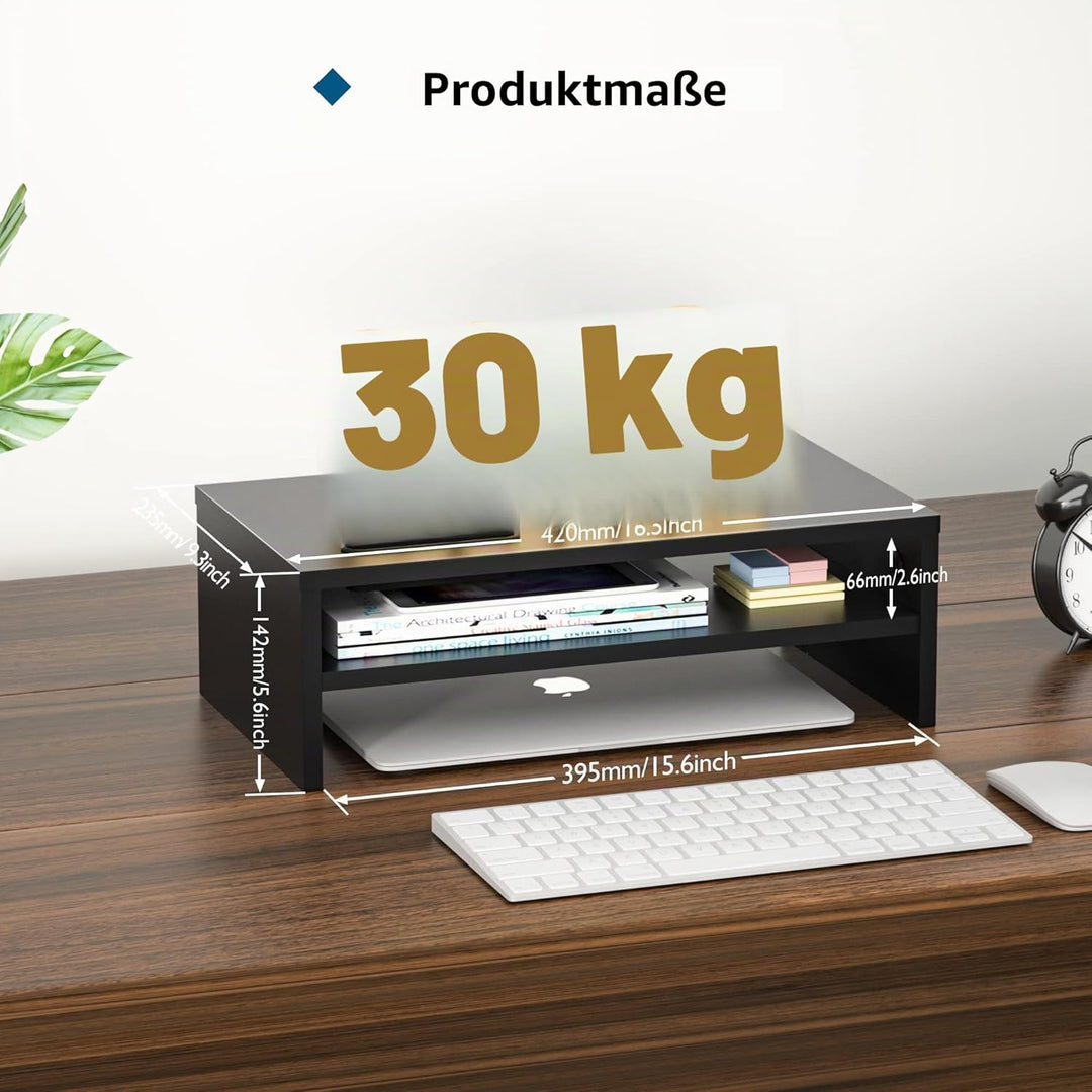 BONTEC Monitorständer, Unterbau Bildschirm, PC Bildschirm Ständer mit Handyhalter, Ergonomischem Lap