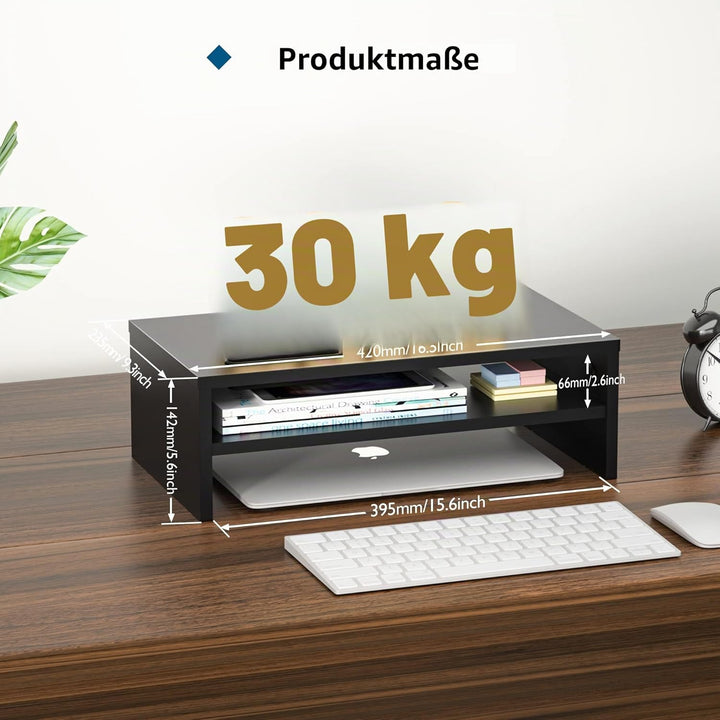 BONTEC Monitorständer, Unterbau Bildschirm, PC Bildschirm Ständer mit Handyhalter, Ergonomischem Lap