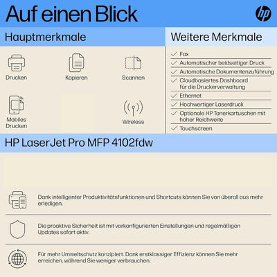 HP LaserJet Pro MFP 4102fdw Multifunktions-Laserdrucker, WLAN, Fax, Automatischer beidseitiger Druck