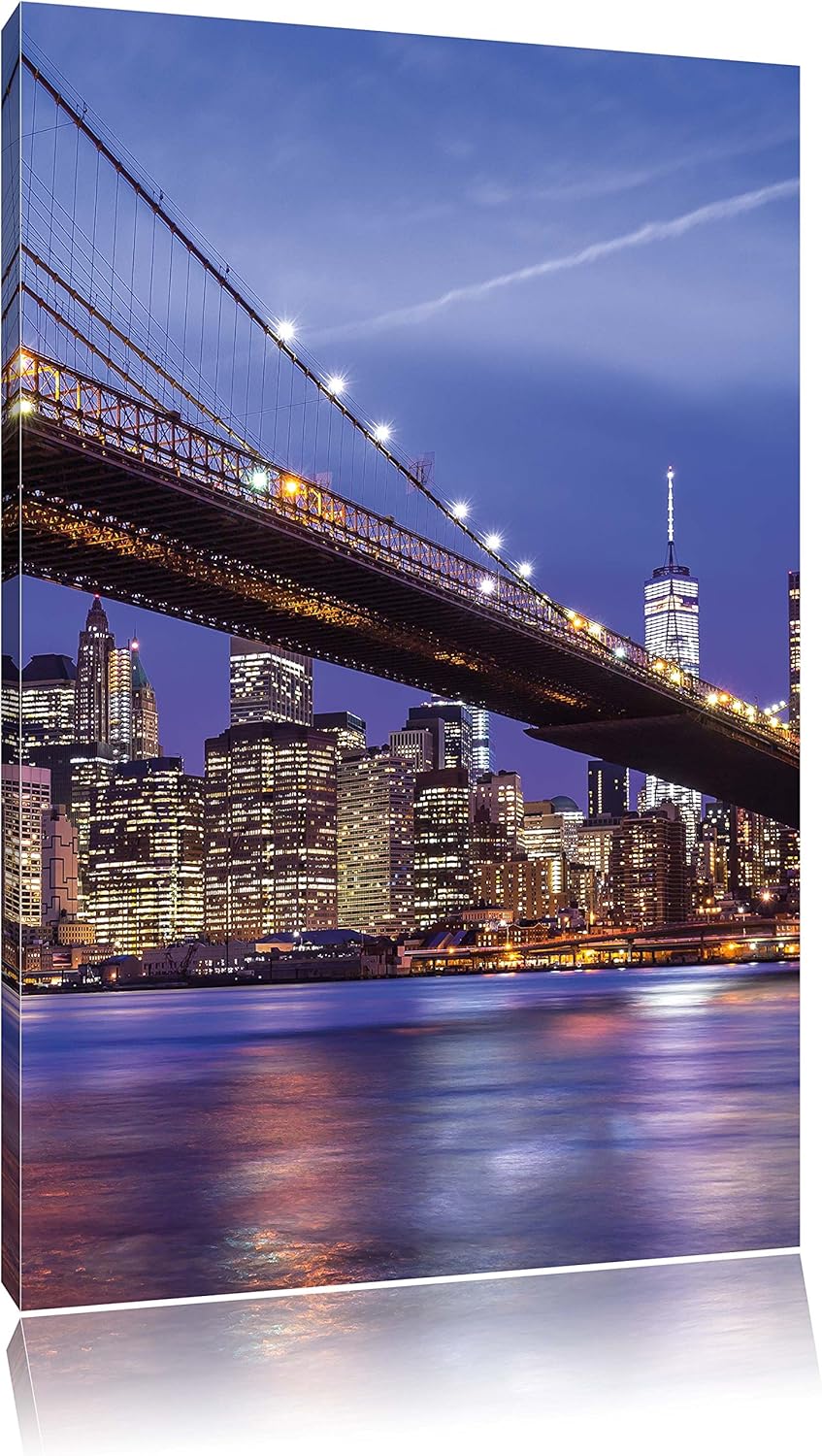 New York Brooklyn Bridge, Format: 100x70 auf Leinwand, XXL riesige Bilder fertig gerahmt mit Keilrah