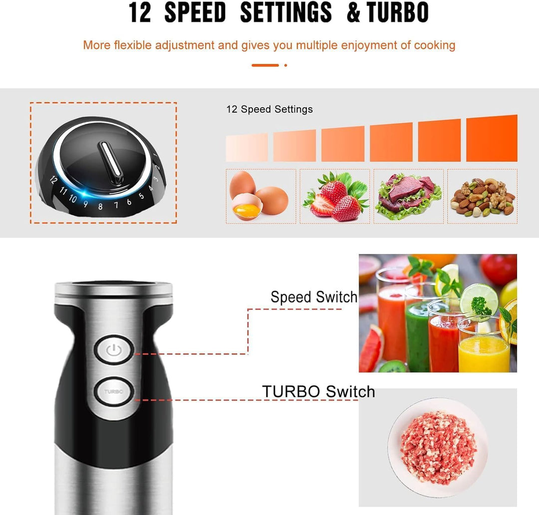 Megawise Hochleistungs-Stabmixer – 400 W maximale Leistung mit vielseitigen 3-in-1-Aufsätzen (Mixsta