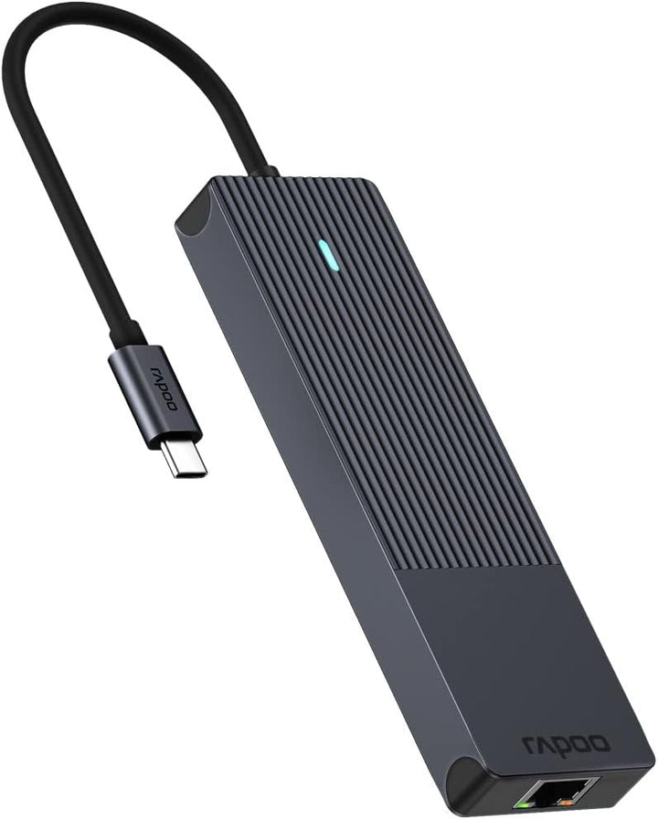Rapoo UCM-2002 USB-C Multiport Adapter 6-in-1, 100Watt Power Delievery, 4K HDMI, 1 Gbps LAN, 1 USB-C