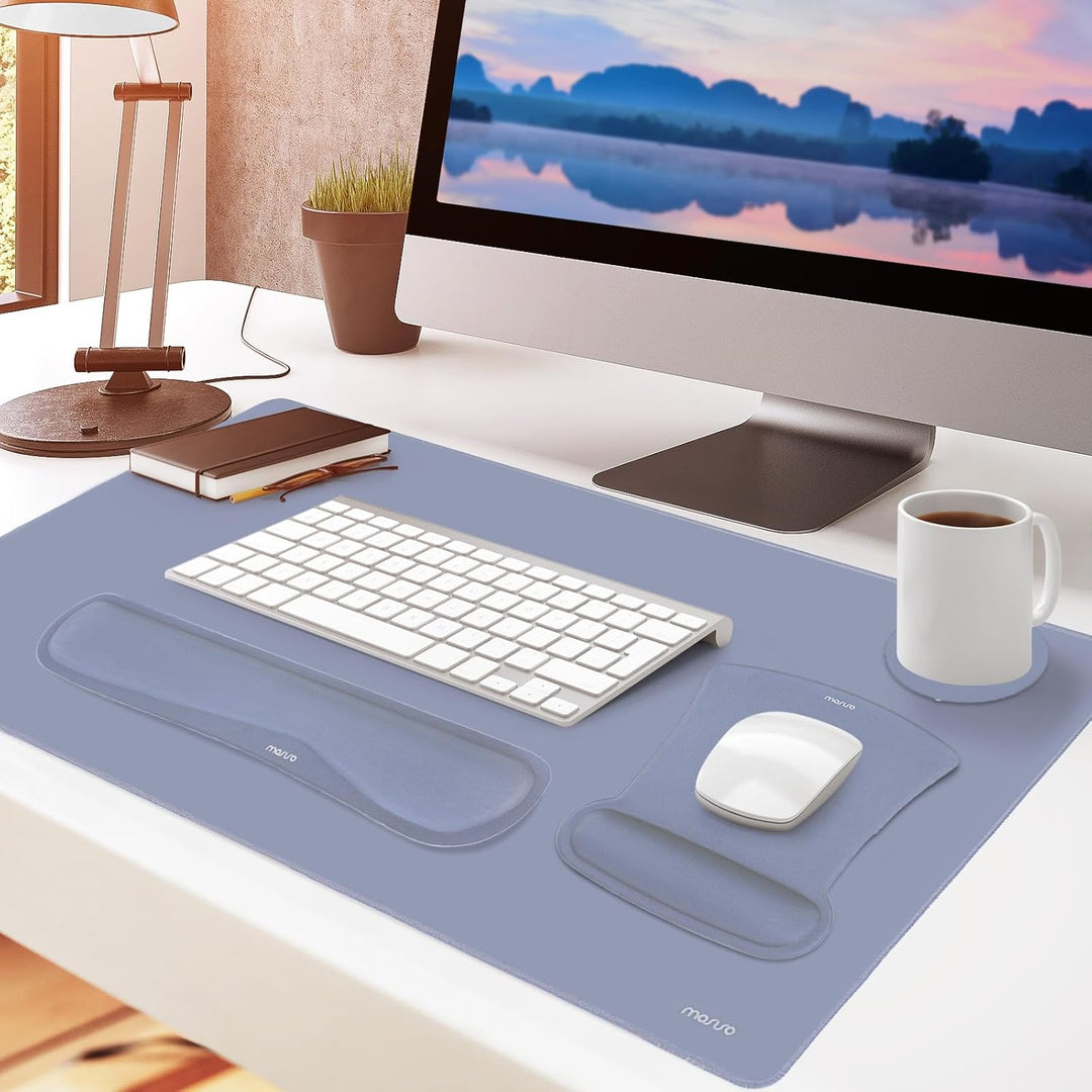 MOSISO Schreibunterlage Matte Tastatur Mauspad Set, 4-in-1 Ergonomisches Mousepad&Tastatur Handgelen