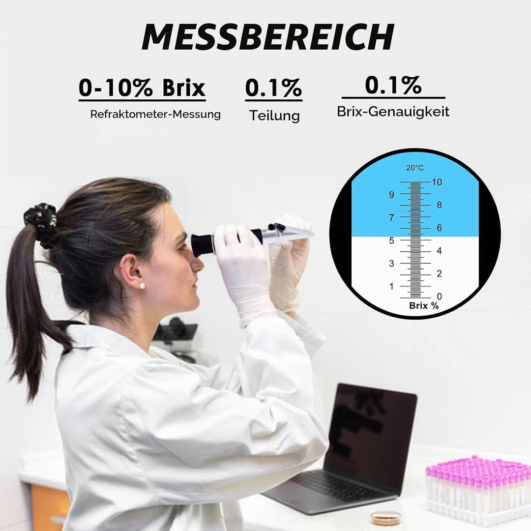Brix-Refraktometer ATC-Bereich 0-10% Testen der synthetischen Bearbeitung Kühlmittel Ahornsaft Schne