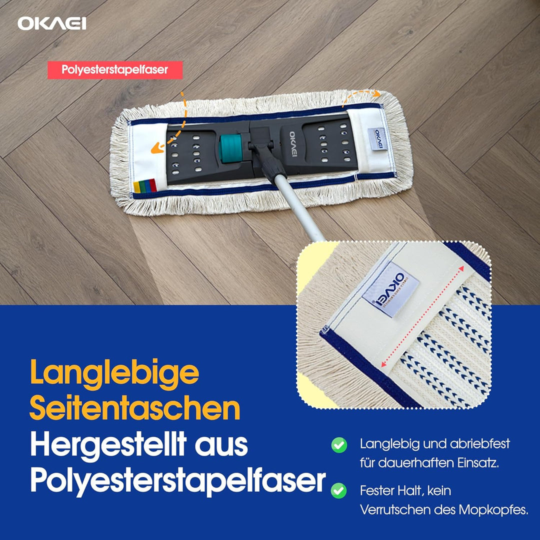 Okaei 5 Stück Wischmopp Bezug (50 cm) - Bodenwischer-Wischbezug für Krankenhäuser & Pflegeeinrichtun