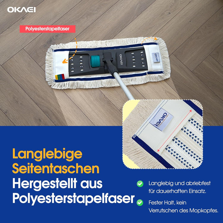 Okaei 10 Stück Wischmopp Bezug (50 cm) - Bodenwischer-Wischbezug für Krankenhäuser & Pflegeeinrichtu