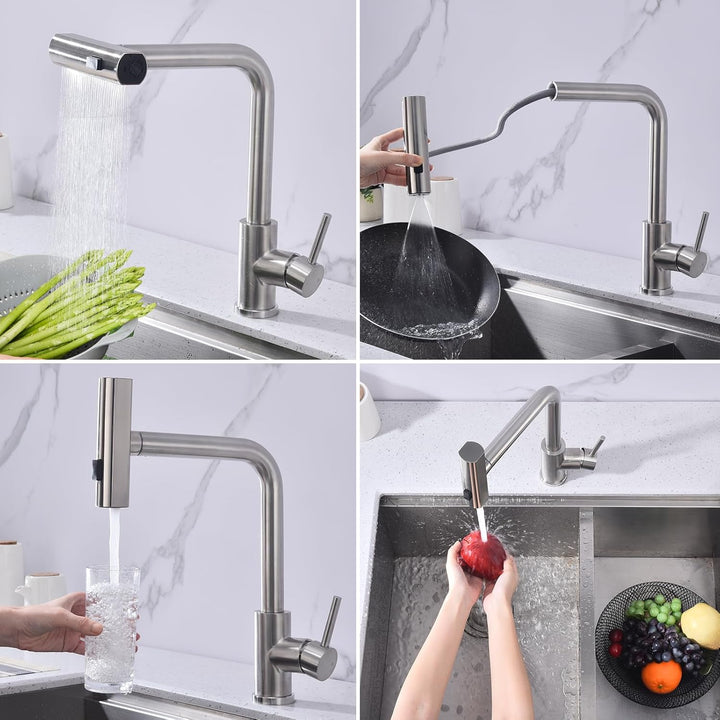 HOMELODY Wasserhahn Küche, Küchenarmatur Ausziehbar mit 3 Strahlarten, Spültischarmatur mit Brause,
