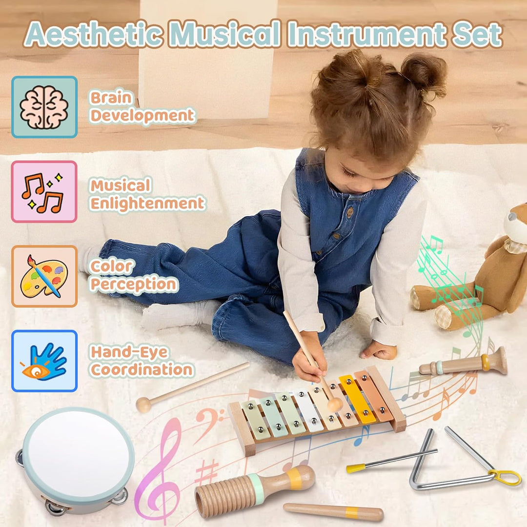 Musikinstrumente für Kinder, Neutrale Farben Musikspielzeug für Kleinkinder, Schlaginstrumente aus H