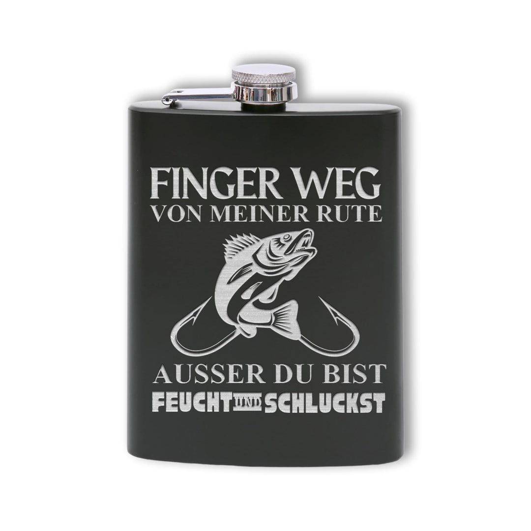 Flanacom Flachmann aus Edelstahl 227 ml (8oz) – Angeln & Fischer Design – inkl. Trichter – Auslaufsi