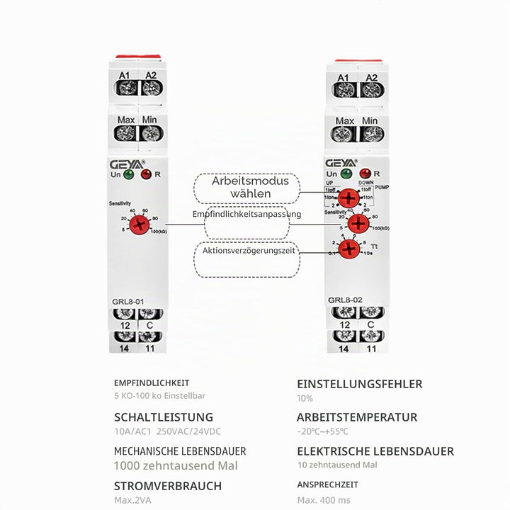 GEYA 2 Stufen-Steuerungsmodi, 1 Kontakte Flüssigkeits-Zeit-Steuerrelais Elektronische Flüssigkeitsst