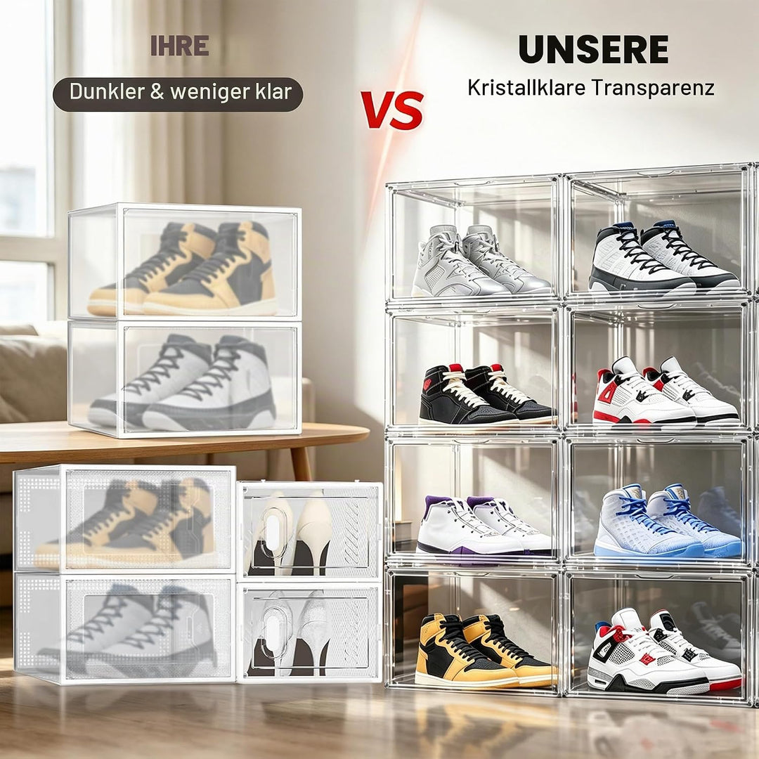 Schuhboxen Stapelbar Transparent Schuhaufbewahrungsbox Schuhkarton mit Deckel Schuh Organizer Schuha