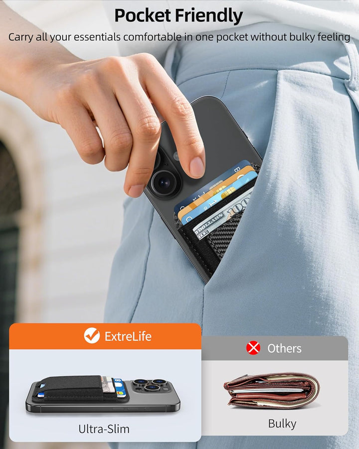 ExtreLife - iPhone Magsafe Magnetische Brieftasche mit 2 Kartenfächern, Magnetischer Kartenhalter fü