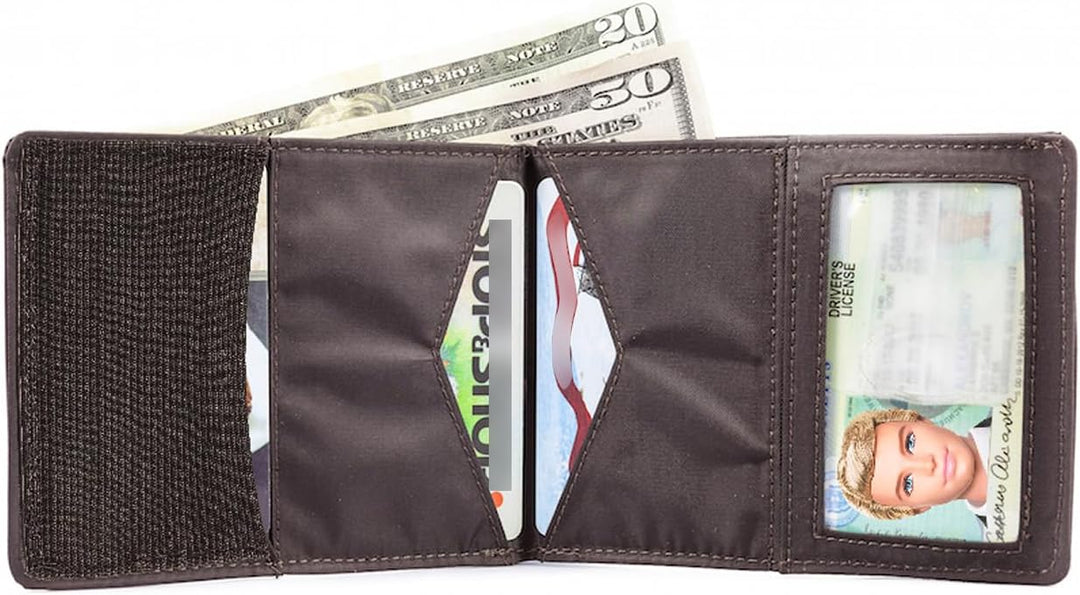 Big Skinny Herren Portemonnaie Super Skinny Bi-Fold Slim Wallet für bis zu 30 Karten Braun, Braun