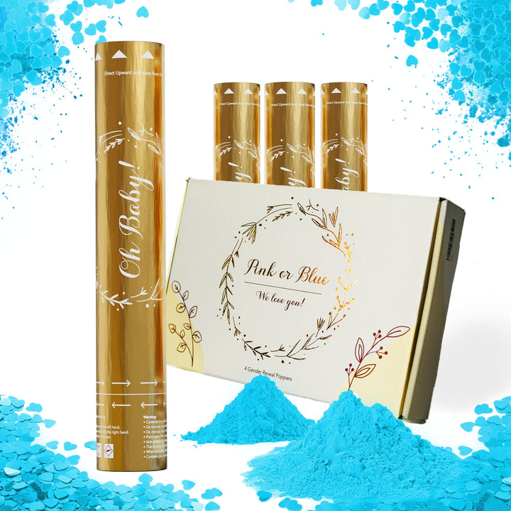Team Planet Gender Reveal Konfetti Kanone 4 Lebendigen Farben, Sicherer Pulver und 100% Biologisch A