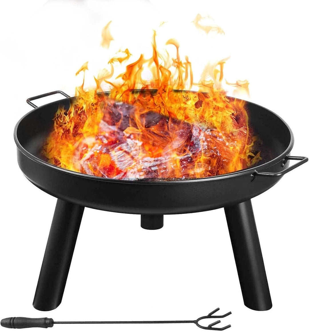 Feuerschalen für den Garten 60cm, Feuerschale mit Griffen, Multifunktionale feuerstelle mit schürhak