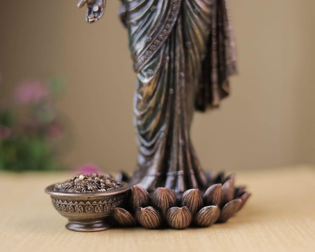 SHIVAJI ARTS Lakshmi Statue, 26 CM Grosse stehende Göttin Lakshmi Idol, Laxmi Idol Hindu-Göttin des