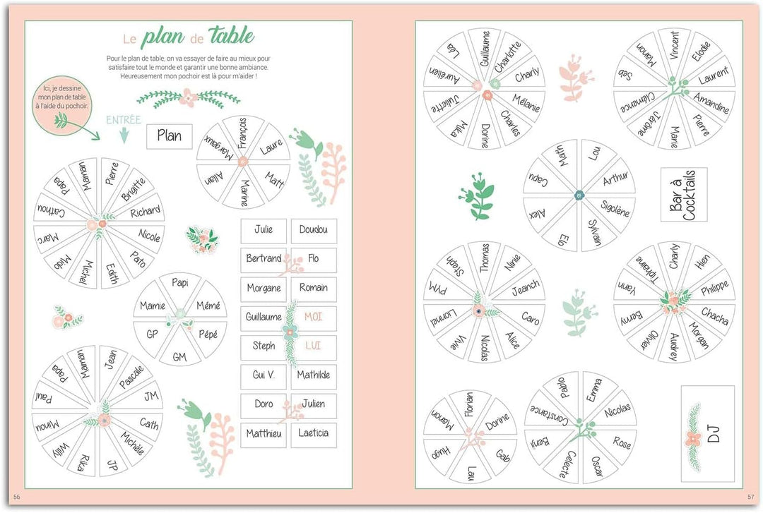 DRAEGER PARIS 1886 KT81 Mariage Fleuri Schreibwaren-Set, Mein Hochzeits-Organizer, Papier, Grün/Lach