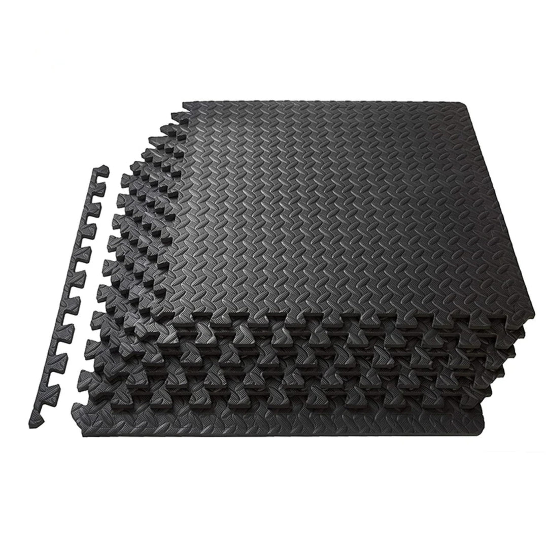 Lacers PETROLLINE Bodenschutzmatte Puzzelmatte 60x60cm schwarz 12er Set Sportmatte Gymnastikmatte Fi