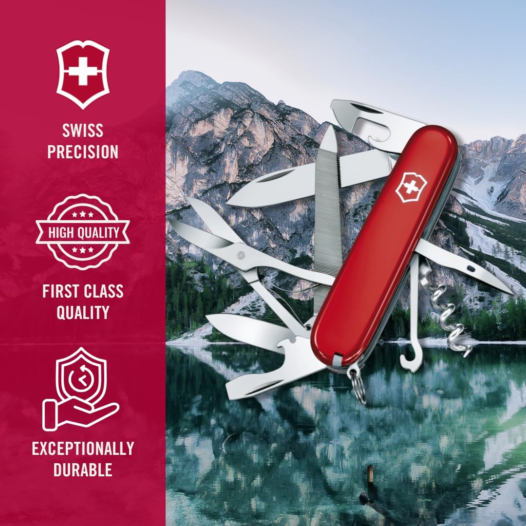Victorinox, Taschenmesser, Mountaineer, 91 mm, rot (18 Funktionen, Klinge, Korkenzieher, Dosenöffner