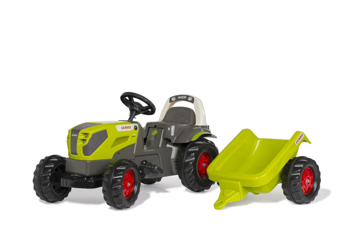 Rolly Toys rollyKid CLAAS AXOS 240 Trettraktor mit Anhänger (für Kinder von 2,5-5 Jahre, einstellbar