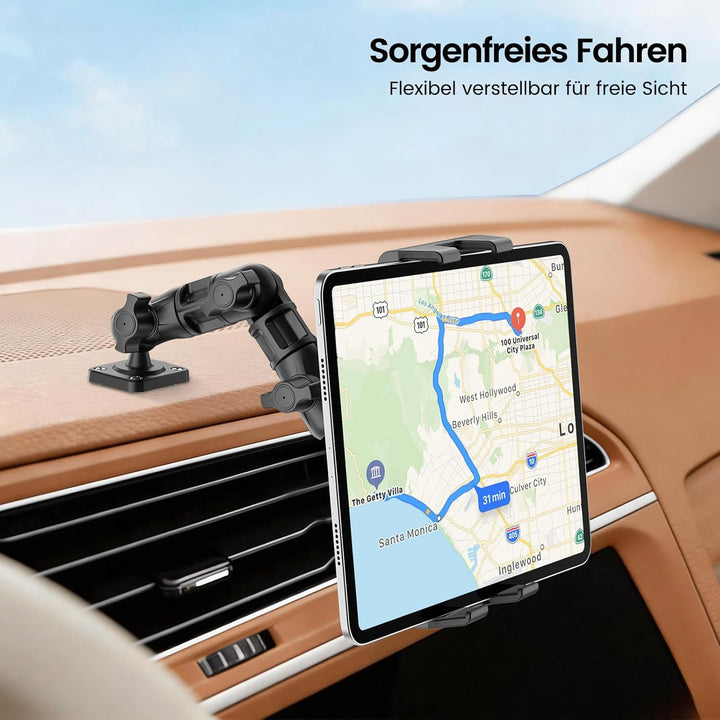 OHLPRO Tablet Halterung Auto, Tablethalterungen LKW 360° Drehung Verstellbarer Verbund Arm Bohrbasis