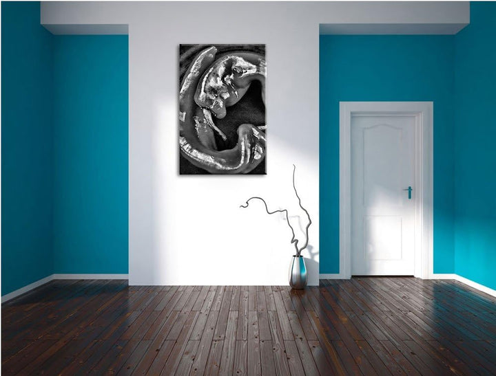 Pixxprint scharfe Chilischoten / 100x70cm Leinwandbild bespannt auf Holzrahmen/Wandbild Kunstdruck D