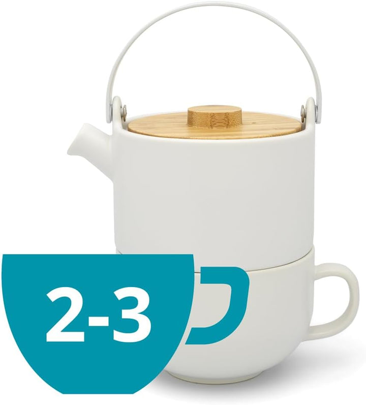 Bredemeijer weisses Mattes Keramik Tea-for-one Set 0.5 Liter 2-teilig