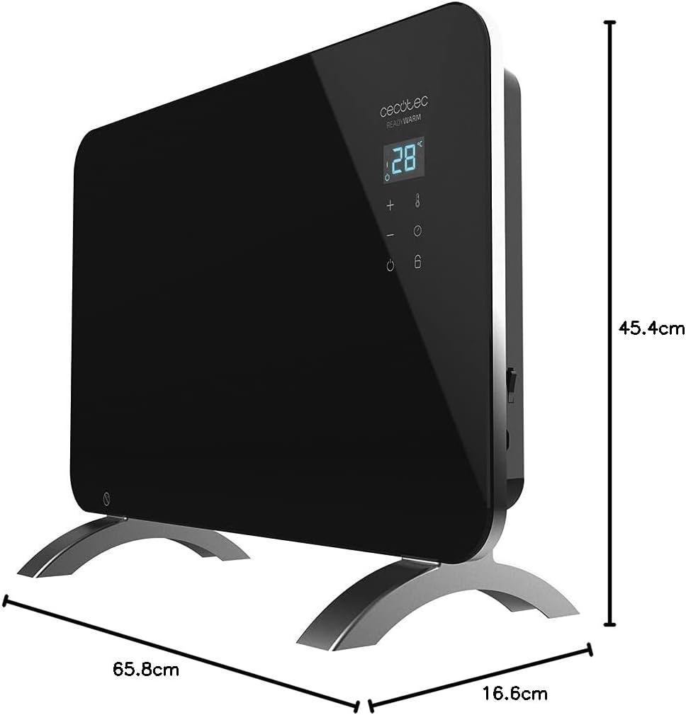 Cecotec Heizkonvektor mit Glasplatte Ready Warm 6670 Crystal Connection. 1000W, WiFi-Steuerung, eins
