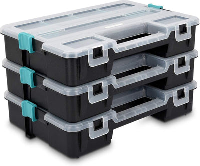 Navaris Kleinteile Organizer L - Profi Sortierkasten dreistöckig 31,5x22,5x19,8cm - Verstellbare Fäc